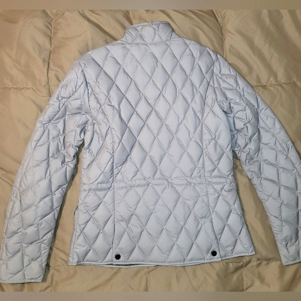 Eddie Bauer silver/gray quilted goose down Sz MT - Picture 15 of 16
